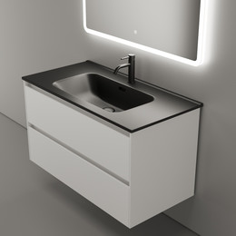 Тумба подвесная с раковиной-столешницей Sancos Cento 90 см CN90W (раковина Element CN7002MB) фото 