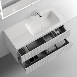 Тумба подвесная с раковиной-столешницей Sancos Snob T 100 см SNT100RW R, Bianco (раковина Grace CN7015) фото 