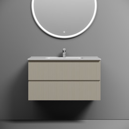 Тумба подвесная с раковиной-столешницей Sancos Snob T 90 см SNT90CE, Beige Soft (раковина Element CN7002) фото 