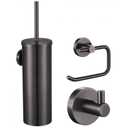 Набор аксессуаров для ванной комнаты Wonzon & Woghand WW-8100-GM, цвет тёмный графит брашированный фото 