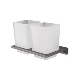 Стакан двойной для зубных щеток Wonzon & Woghand Eclipse WW-9128-GM, цвет тёмный графит брашированный фото 