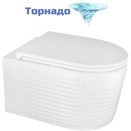 Унитаз подвесной безободковый Azario Luzio AZ-098-UQ (система смыва Торнадо) с тонкой крышкой микролифт фото 