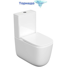 Унитаз-компакт безободковый Aquatek Optima Plus Square AQ4451-00 с тонкой крышкой микролифт (система смыва Торнадо) фото 