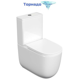 Унитаз-компакт безободковый Aquatek Optima Plus AQ4452-00 с тонкой крышкой микролифт (система смыва Торнадо) фото 