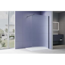 Душевая перегородка Aquatek Walk in 90 см AQ.WI.090.2BL (стекло 8 мм) с кронштейном в комплекте, чёрный матовый/матовое фото 