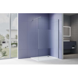 Душевая перегородка Aquatek Walk in 90 см AQ.WI.090.3GM (стекло 8 мм) с кронштейном в комплекте, оружейная сталь/матовое фото 