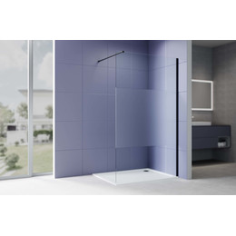 Душевая перегородка Aquatek Walk in 120 см AQ.WI.120.3BL (стекло 8 мм) с кронштейном в комплекте, чёрный матовый/матовое фото 