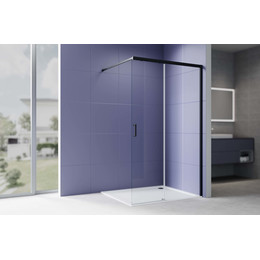 Душевая перегородка Aquatek Walk in 120 см AQ.WISL.120.1BL (стекло 8 мм) с кронштейном в комплекте, чёрный матовый/прозрачное фото 