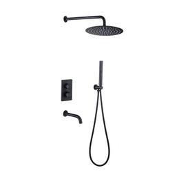Душевая система для ванны с термостатом Allen Brau Priority 5.31014-31, чёрный матовый фото 