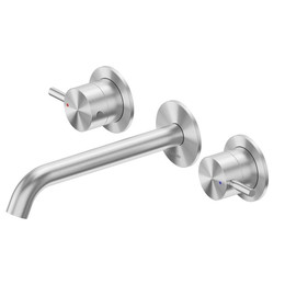 Смеситель для раковины настенный Abber Wasser Kreis 316 AF81123BST-L (со скрытой частью) сталь брашированная фото 