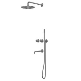 Душевая система для ванны с термостатом Abber Wasser Kreis 316 AF8150BGG, оружейная сталь брашированная фото 