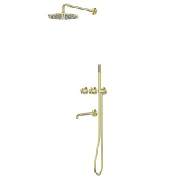 Душевая система для ванны с термостатом Abber Wasser Kreis 316 AF8150BG, золото брашированное фото 