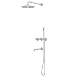 Душевая система для ванны с термостатом Abber Wasser Kreis 316 AF8150BST, сталь брашированная фото 