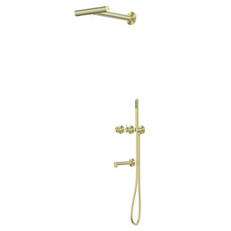 Душевая система для ванны с термостатом Abber Perfekte 316 AF8A50BG, золото брашированное фото 