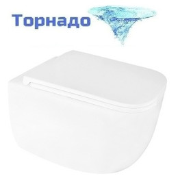 Унитаз подвесной безободковый Azario FOTE AZ-116-UQ3 с тонкой крышкой микролифт (Система смыва торнадо) фото 