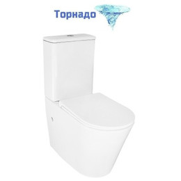 Унитаз-компакт безободковый Azario LANDER AZ-1257A с крышкой микролифт (система смыва Торнадо) фото 