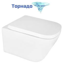 Унитаз подвесной безободковый Azario Vesper AZ-1373WH с тонкой крышкой микролифт (Система смыва торнадо) фото 
