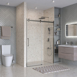 Душевая дверь BelBagno 150 см MARINO-2-BF-1-150-C-GM, оружейная сталь/прозрачное фото 