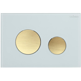Кнопка смыва Cezares Lux LUX-GB-BORO-C, брашированное золото/белое стекло фото 