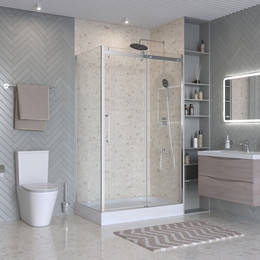 Душевое ограждение BelBagno 110x80 см MARINO-2-AH-1-110/80-C-Cr, хром/прозрачное фото 
