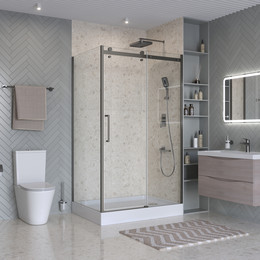 Душевое ограждение BelBagno 120x90 см MARINO-2-AH-1-120/90-C-GM, оружейная сталь/прозрачное фото 