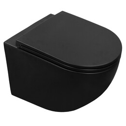 Унитаз подвесной безободковый Azario Grado AZ-0046N-MB с крышкой микролифт, чёрный матовый, Цвет производителя: чёрный матовый фото 