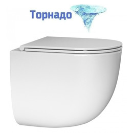 Унитаз подвесной безободковый Abber Bequem AC1132TC с тонкой крышкой микролифт (Система смыва торнадо) фото 