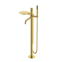 Смеситель для ванны напольный Boheme Stick 129-MG.4, золото матовое фото 