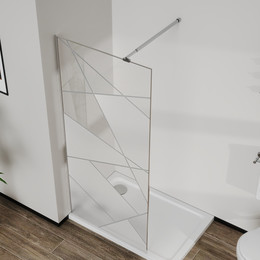 Душевая перегородка Azario Walk-in 100 см AZ-271-100-MGR-CGP (стекло 8 мм) графит матовый/узор фото 