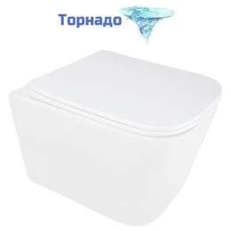 Унитаз подвесной безободковый Azario AIRA AZ-5171T-WHT с тонкой крышкой микролифт (система смыва Торнадо) фото 