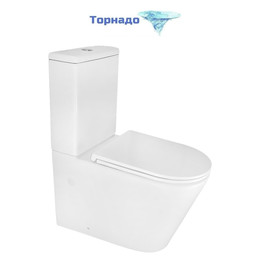 Унитаз-компакт безободковый Azario MIZEN AZ-8300 с тонкой крышкой микролифт (система смыва Торнадо) фото 