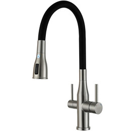 Смеситель для кухни Gappo G4399-65, сатин/черный фото 