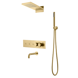 Душевая система для ванны с термостатом Boheme Fusion 131-2-MG (со скрытой частью) золото матовое фото 