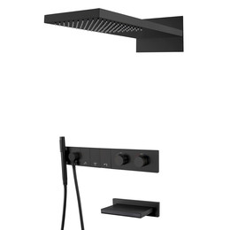 Душевая система для ванны с термостатом Boheme Zodiac 133-2-B (со скрытой частью) чёрный фото 