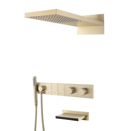 Душевая система для ванны с термостатом Boheme Zodiac 133-2-MG (со скрытой частью) золото матовое фото 