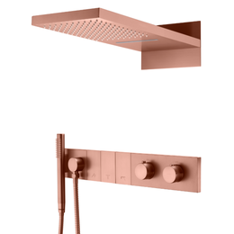 Душевая система для душа с термостатом Boheme Zodiac 133-CB (со скрытой частью) брашированная медь фото 