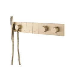 Душевая система для душа с термостатом Boheme ZODIAC 133-SYS-MG (со скрытой частью) золото матовое фото 