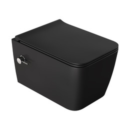 Унитаз-биде подвесной Boheme Zen 967-SET-2-B с тонкой крышкой микролифт, чёрный матовый фото 