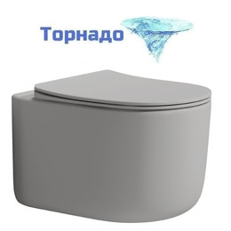 Унитаз подвесной безободковый Boheme FLOW 969-SET-L с тонкой крышкой микролифт (система смыва Торнадо) LUNA фото 
