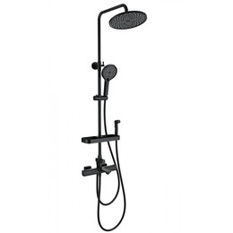 Душевая стойка с термостатом и гигиеническим душем Wonzon & Woghand Solid WW-C3011-A1-MB, чёрный матовый фото 