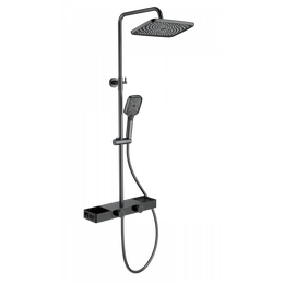 Душевая стойка с термостатом Wonzon & Woghand Shelf WW-B3552-BGG, тёмный графит брашированный фото 