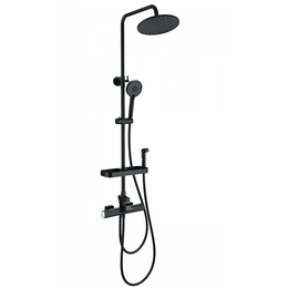 Душевая стойка с термостатом и гигиеническим душем Wonzon & Woghand Plate WW-C3017-A1-MB, чёрный матовый фото 