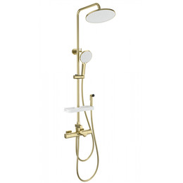 Душевая стойка с термостатом и гигиеническим душем Wonzon & Woghand Solid WW-C3011-A1-BG, золото брашированное фото 