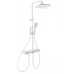Душевая стойка с термостатом и гигиеническим душем Wonzon & Woghand Shelf WW-B4161-MW, белый матовый фото 