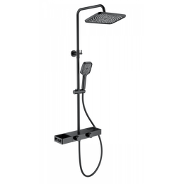 Душевая стойка с термостатом Wonzon & Woghand Shelf WW-B3552-MB, чёрный матовый фото 