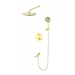 Душевая система для ванны с термостатом Wonzon & Woghand Stick WW-88929010-BG, золото брашированное фото 