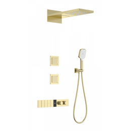 Душевая система для душа с термостатом Wonzon & Woghand WW-D4538-A-BG, золото брашированное фото 