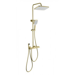 Душевая стойка с термостатом и гигиеническим душем Wonzon & Woghand Muse WW-B4132-A-BG, золото брашированное фото 