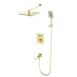 Душевая система для ванны с термостатом Wonzon & Woghand WW-88929003-BG, золото брашированное фото 