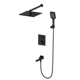 Душевая система для ванны с термостатом Wonzon & Woghand WW-88929003-MB, чёрный матовый фото 